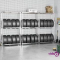 vidaXL 2-Layer Tire Racks 3 pcs Silver 110x40x180 cm Steel
