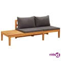 vidaXL Garden Bench with Table Dark Grey Cushions Solid Acacia Wood