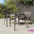 vidaXL Garden Table 90x90x75 cm Tempered Glass and Poly Rattan Grey