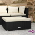 vidaXL Garden Footrest with Cushion Black 70x70x30 cm Poly Rattan