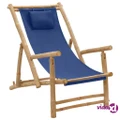 vidaXL Deck Chair Bamboo and Canvas Navy Blue