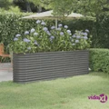 vidaXL Garden Raised Bed Powder-Coated Steel 224x40x68 cm Grey