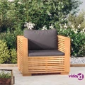 vidaXL Garden Sofa Chair with Dark Grey Cushions Solid Wood Teak