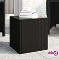 vidaXL Side Table Black 40x37x40.5 cm Poly Rattan and Tempered Glass