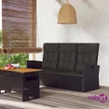 vidaXL Reclining Garden Bench with Cushions Black 173 cm Poly rattan
