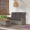 vidaXL Reclining Garden Bench with Cushions Grey 173 cm Poly rattan