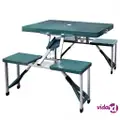 vidaXL Foldable Camping Table Set with 4 Stools Aluminium Extra Light Green