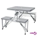vidaXL Foldable Camping Table Set with 4 Stools Aluminium Extra Light Grey