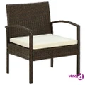 vidaXL Garden Chair with Cushion Poly Rattan Brown
