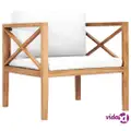 vidaXL Garden Chair with Cream Cushions Solid Teak Wood