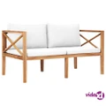 vidaXL Garden Bench with Cream Cushions Solid Teak Wood