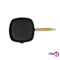 vidaXL Grill Pan with Wooden Handle Cast Iron 20x20 cm