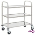 vidaXL 3-Tier Kitchen Trolley 96.5x55x90 cm Stainless Steel