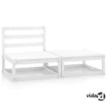 vidaXL 2 Piece Garden Lounge Set White Solid Pinewood