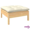 vidaXL Garden Footstool with Cream Cushion Solid Pinewood