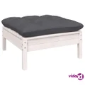 vidaXL Garden Footstool with Anthracite Cushion White Solid Pinewood