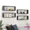 vidaXL Wall Cube Shelves 4 pcs High Gloss Black 80x15x26.5cm Engineered Wood