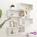 vidaXL Wall Cube Shelves 4 pcs High Gloss White 60x15x23 cm Engineered Wood