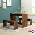 vidaXL 3 Piece Dining Set Brown Oak Engineered Wood