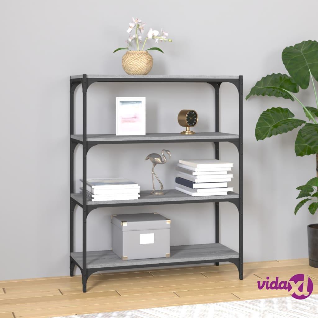 vidaXL Book Cabinet Grey Sonoma 80x33x100 cm Engineered Wood and Steel