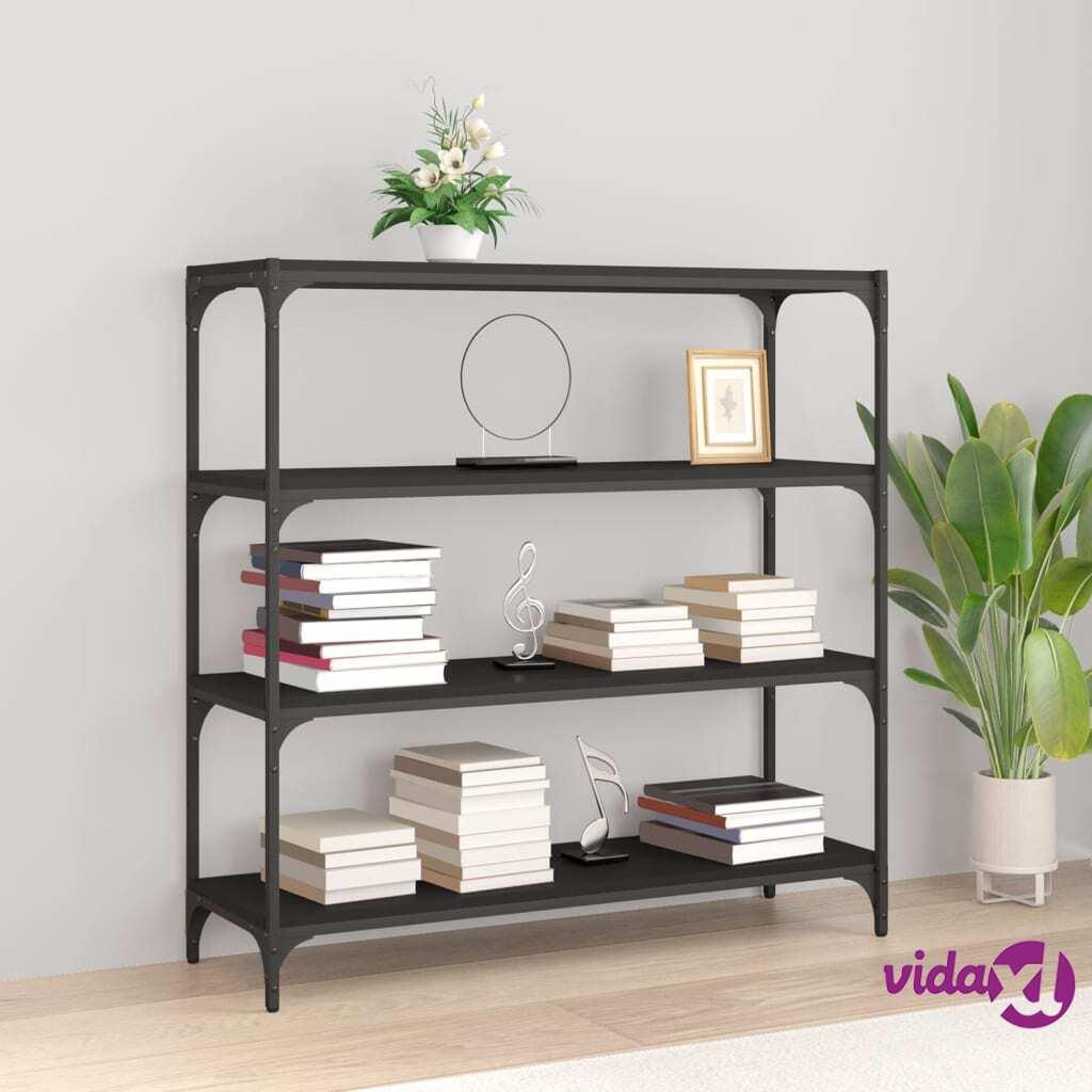 vidaXL Book Cabinet Black 100x33x100 cm Engineered Wood and Steel