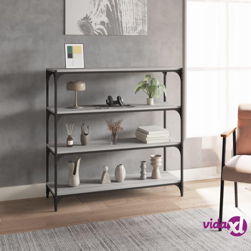 vidaXL Book Cabinet Grey Sonoma 100x33x100 cm Engineered Wood and Steel
