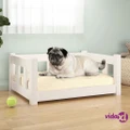 vidaXL Dog Bed White 65.5x50.5x28 cm Solid Wood Pine