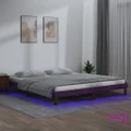 vidaXL LED Bed Frame Honey Brown 153x203 cm Queen Size Solid Wood