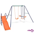 vidaXL Swing Set with Slide and 3 Seats Orange