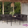vidaXL 2 Piece Garden Dining Set with Cushions Black Poly Rattan