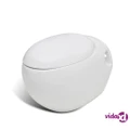 vidaXL New Wall Hung Toilet White unique egg design
