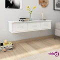 vidaXL Wall-mounted Drawer Shelf High Gloss White 88x26x18.5 cm Engineered Wood