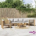 vidaXL 7 Piece Garden Lounge Set with Light Grey Cushions Bamboo