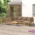 vidaXL 7 Piece Garden Lounge Set with Taupe Cushions Bamboo