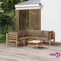 vidaXL 6 Piece Garden Lounge Set with Taupe Cushions Bamboo