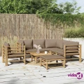 vidaXL 8 Piece Garden Lounge Set with Taupe Cushions Bamboo