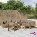 vidaXL 12 Piece Garden Lounge Set with Taupe Cushions Bamboo