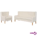 vidaXL Sofa Set 2 Pieces Fabric Cream White