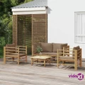 vidaXL 5 Piece Garden Lounge Set with Taupe Cushions Bamboo