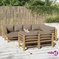 vidaXL 10 Piece Garden Lounge Set with Taupe Cushions Bamboo