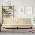 vidaXL Sofa Bed with Cup Holders Cream Fabric
