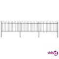vidaXL Garden Fence with Hoop Top Steel 5.1 m Black