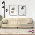 vidaXL Sofa Bed with Cup Holders Cream Fabric