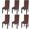 vidaXL Straight Stretchable Chair Cover 6 pcs Brown