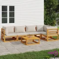 vidaXL 6 Piece Garden Lounge Set with Light Grey Cushions Solid Wood