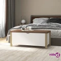 vidaXL Storage Box with Cushion White and Sonoma Oak 105x40x45 cm Engineered Wood