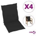 vidaXL Garden Lowback Chair Cushions 4 pcs Black 100x50x3 cm Oxford Fabric