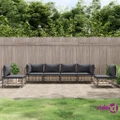 vidaXL 6 Piece Garden Lounge Set with Cushions Anthracite Poly Rattan