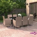 vidaXL 9 Piece Garden Dining Set with Cushions Poly Rattan and Glass