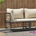 vidaXL Garden Corner Sofa with Beige Cushions Poly Rattan